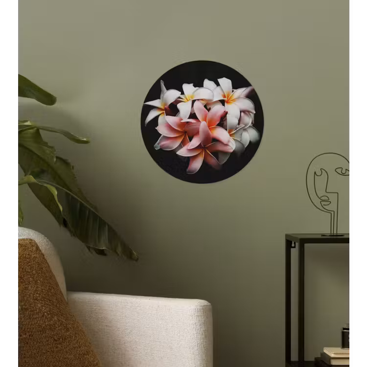 Behangcirkel - Bloemen - Roze - Zwart - Flora - Botanisch — 3