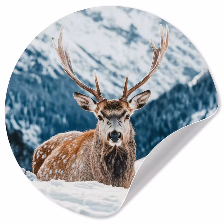 Behangcirkel - Hert - Landschap - Winter - Natuur - Dieren - Bergen — 1