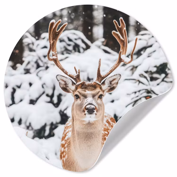 Behangcirkel - Hert - Sneeuw - Winter - Bos - Dieren — 1