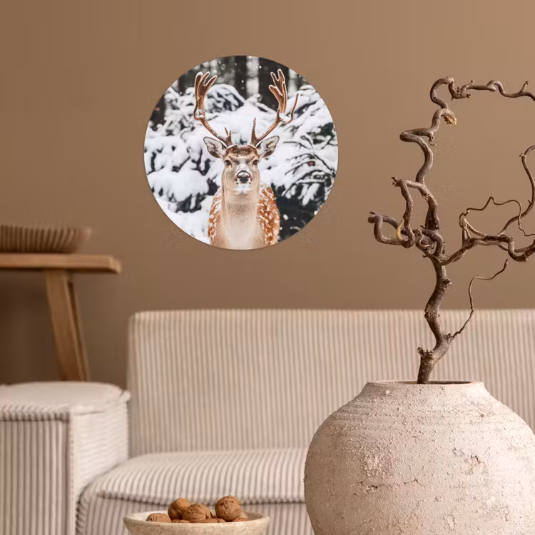 Behangcirkel - Hert - Sneeuw - Winter - Bos - Dieren — 2