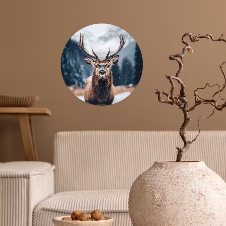 Behangcirkel - Hert - Winter - Hertenkop - Sneeuw - Gewei — 2