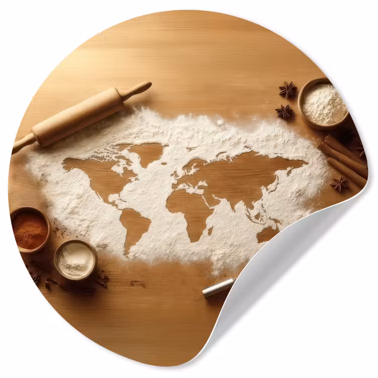 Behangcirkel - Hout - Wereldkaart - Bakken - Keuken — 1