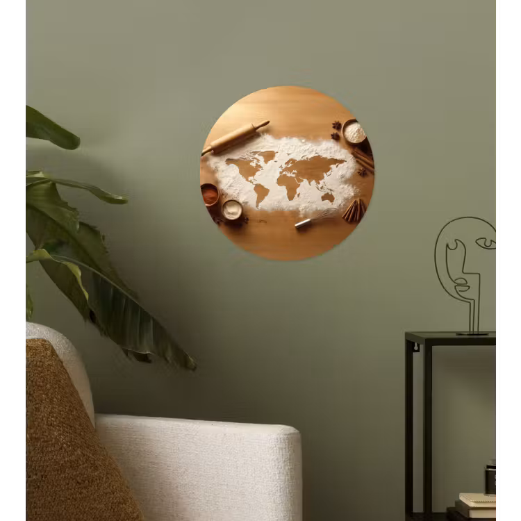 Behangcirkel - Hout - Wereldkaart - Bakken - Keuken — 3