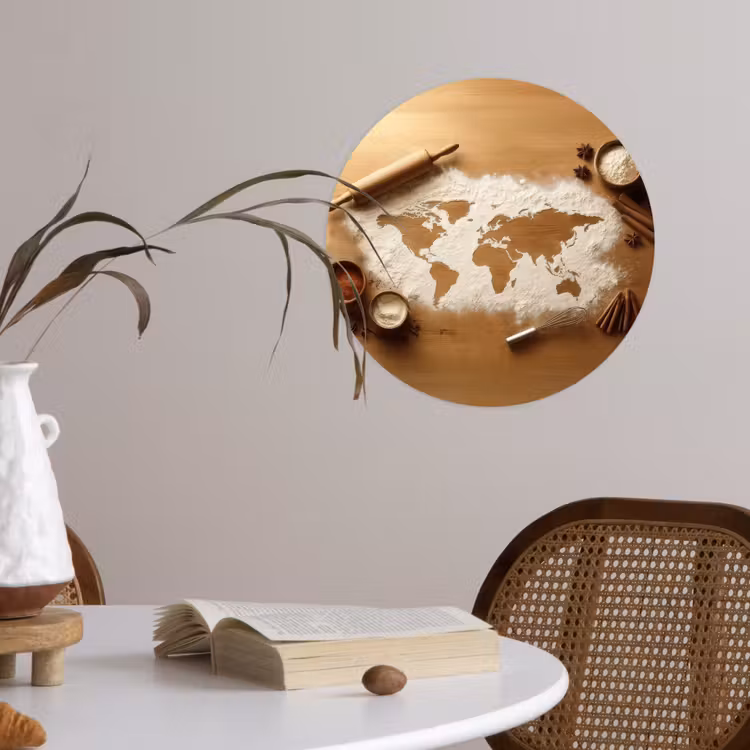 Behangcirkel - Hout - Wereldkaart - Bakken - Keuken — 4