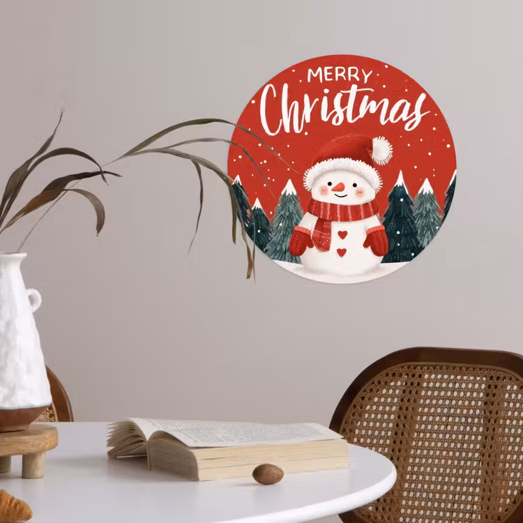 Behangcirkel - Kerstgroet - Sneeuw - Rood — 4
