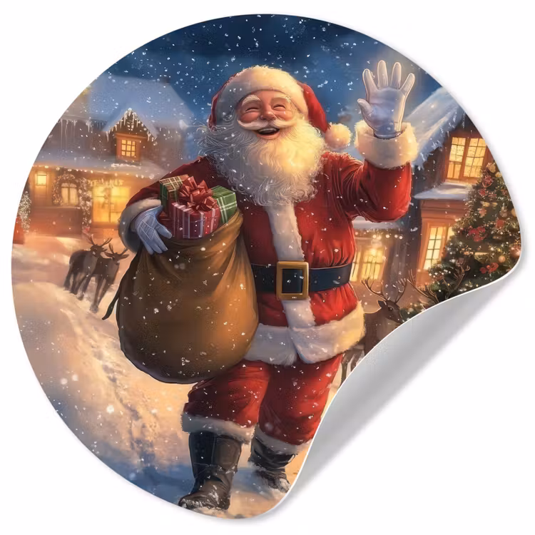 Behangcirkel - Kerstman - Dorp - Hert - Donker — 1