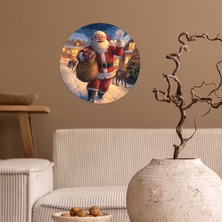 Behangcirkel - Kerstman - Dorp - Hert - Donker — 2