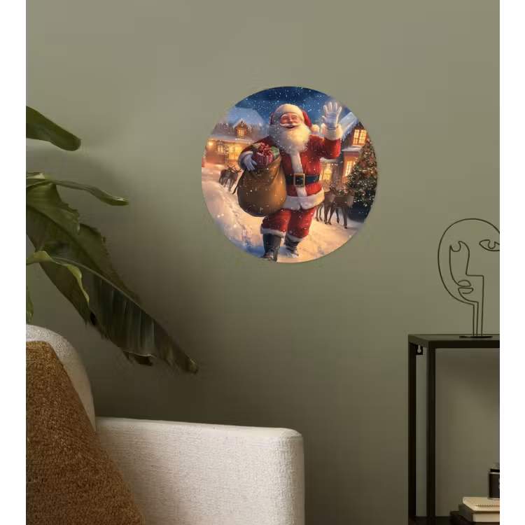 Behangcirkel - Kerstman - Dorp - Hert - Donker — 3