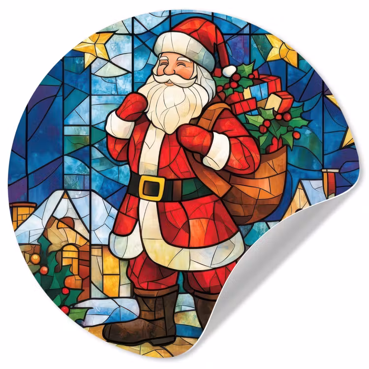 Behangcirkel - Kerstman - Glas - Kleurrijk — 1