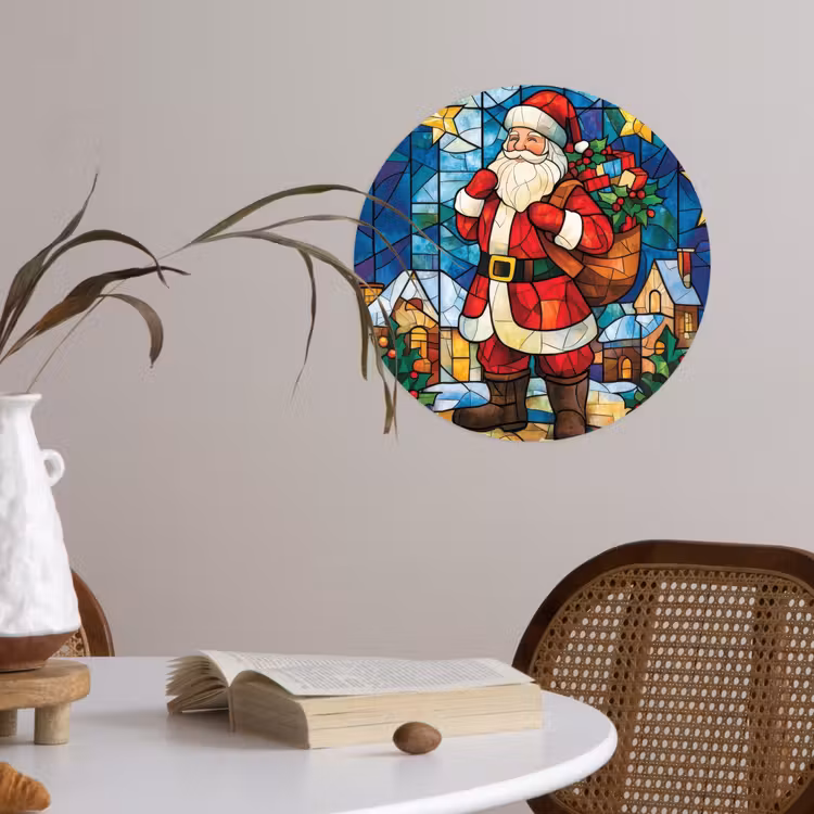 Behangcirkel - Kerstman - Glas - Kleurrijk — 4