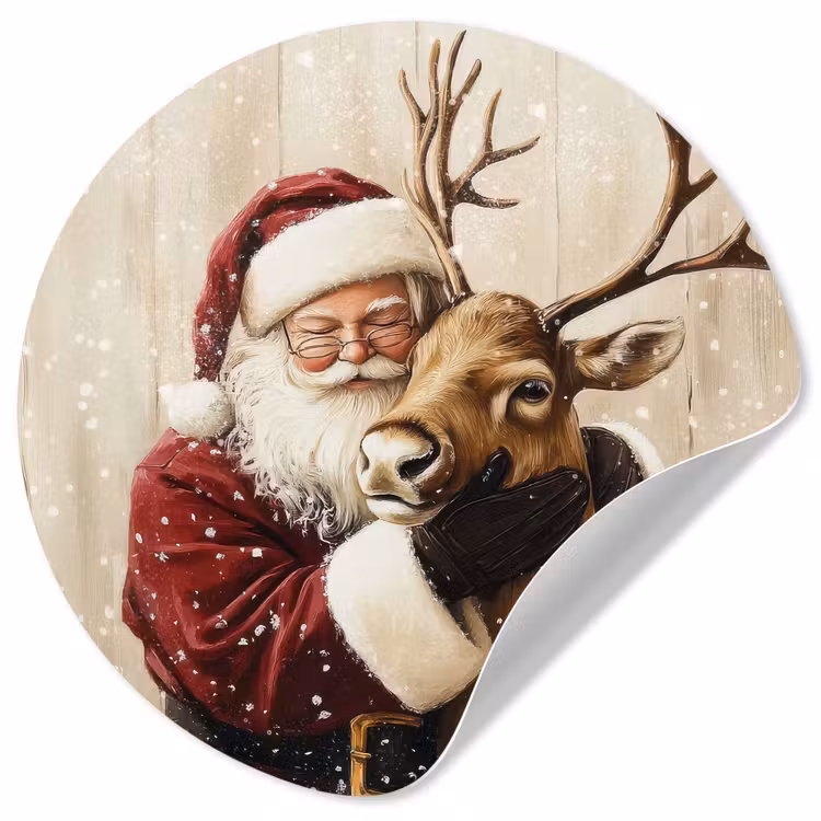 Behangcirkel - Kerstman - Rendier - Sneeuw - Kleurrijk — 1