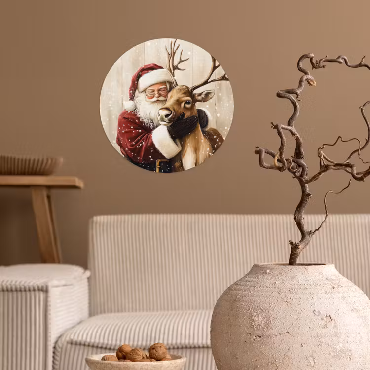 Behangcirkel - Kerstman - Rendier - Sneeuw - Kleurrijk — 2