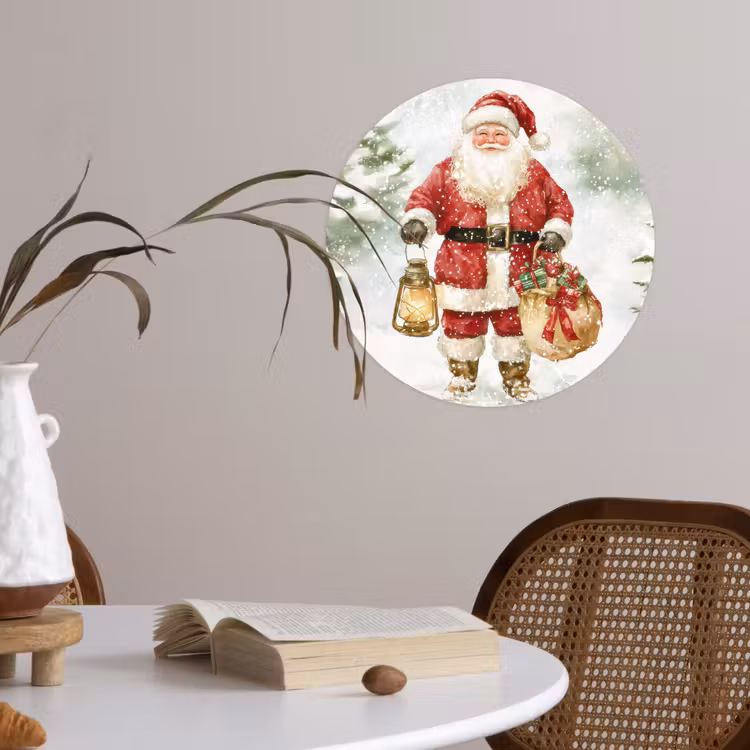 Behangcirkel - Kerstman- Winter - Sneeuw - Wit - Rood — 4