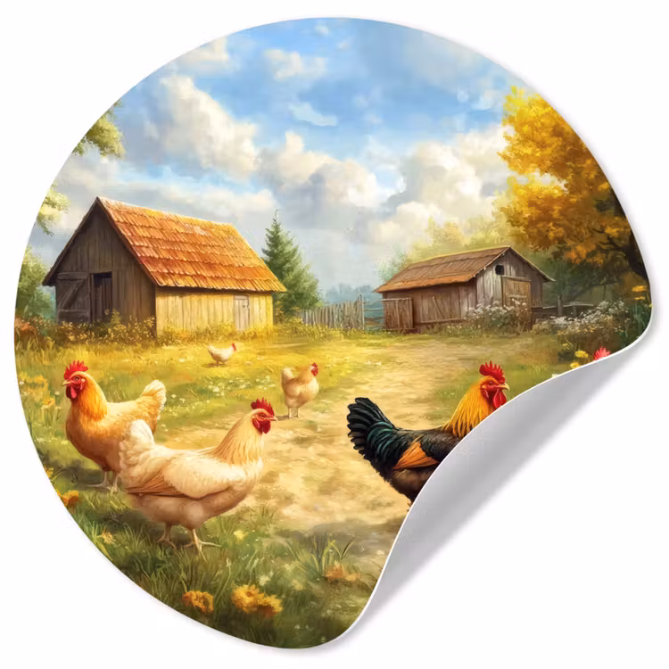 Behangcirkel - Kippen - Landelijke rust - Natuur — 1