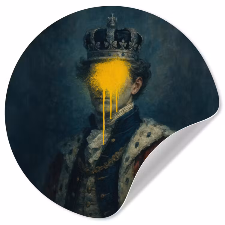 Behangcirkel - Koning - Portret - Druipende gele verf — 1