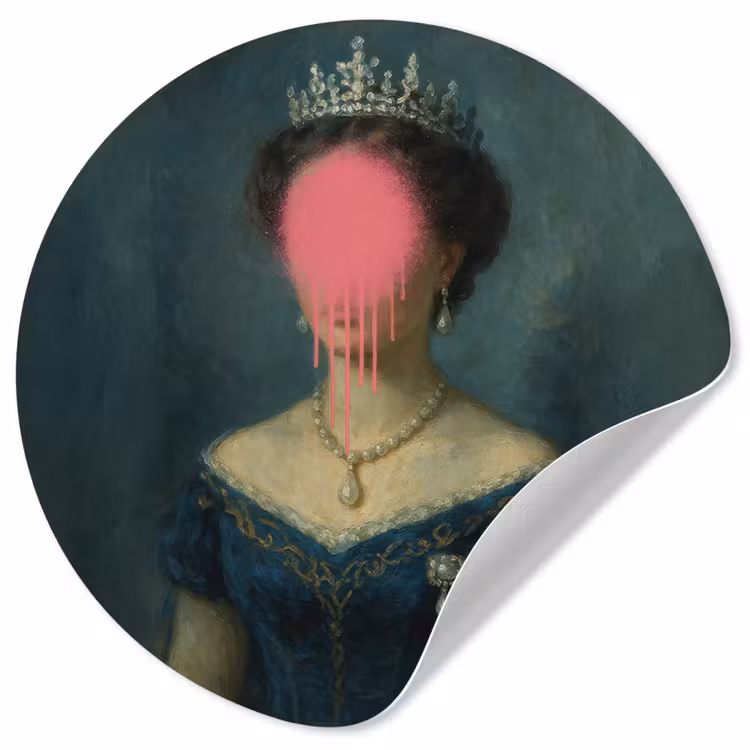 Behangcirkel - Kroon - Roze druipend verf - Portret — 1