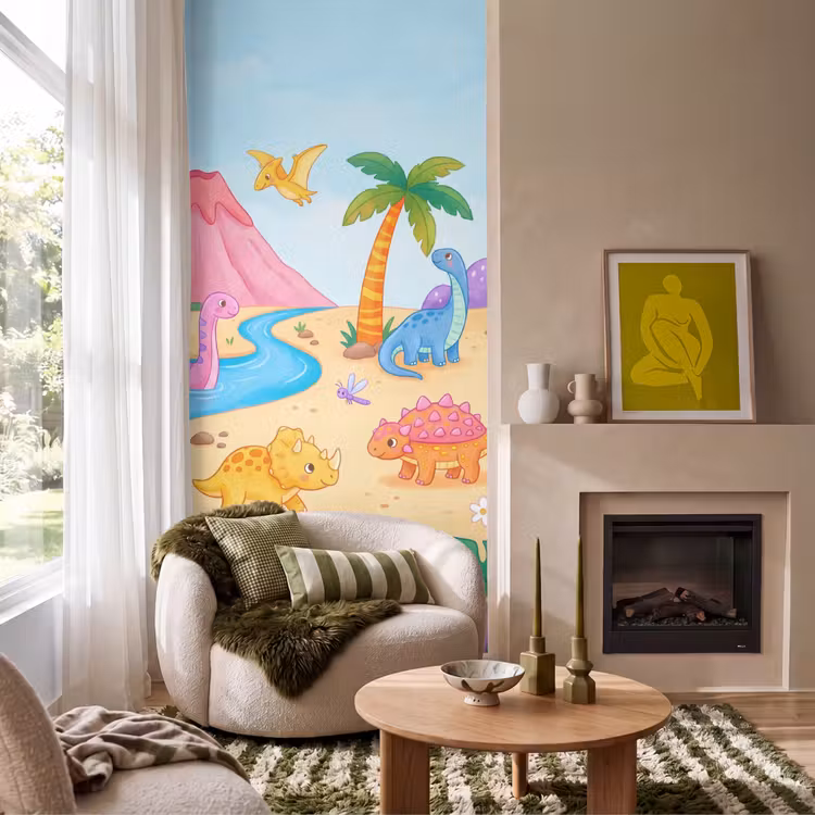 Behang - Dinosaurus - Jungle - Illustratie — 1