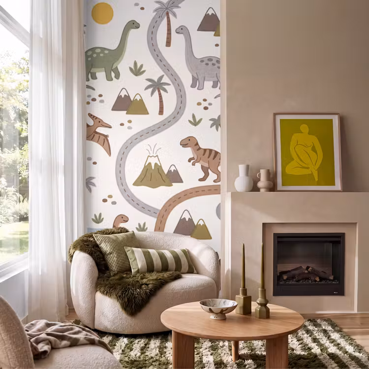 Behang - Dinosaurus - Natuur - Speels — 1