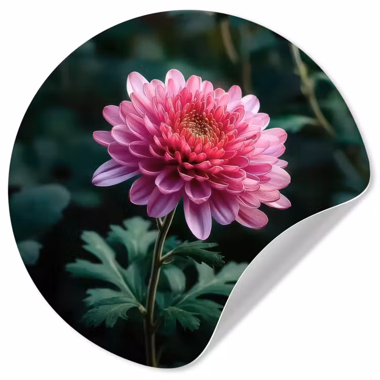 Behangcirkel - Blad - Chrysant - Roze - Schaduw — 1