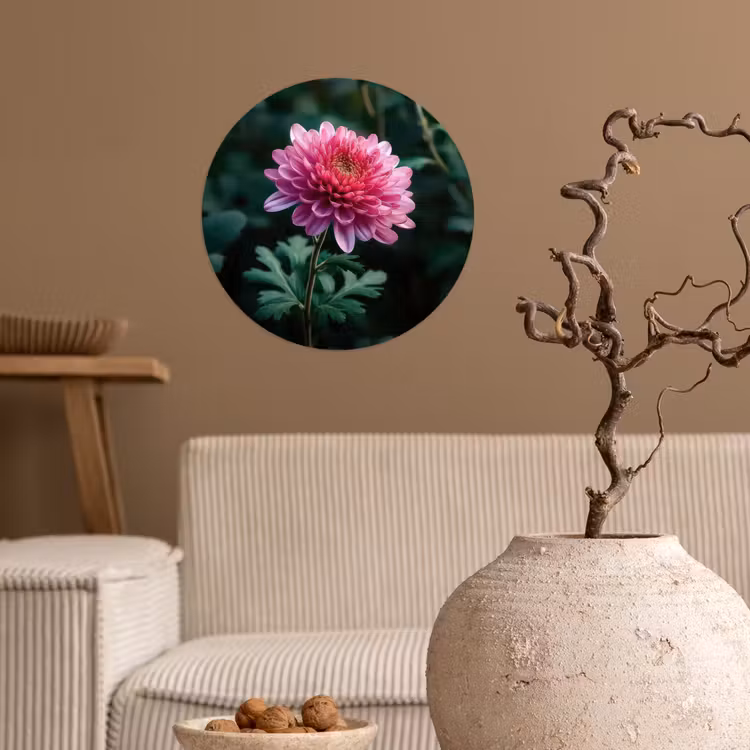 Behangcirkel - Blad - Chrysant - Roze - Schaduw — 2