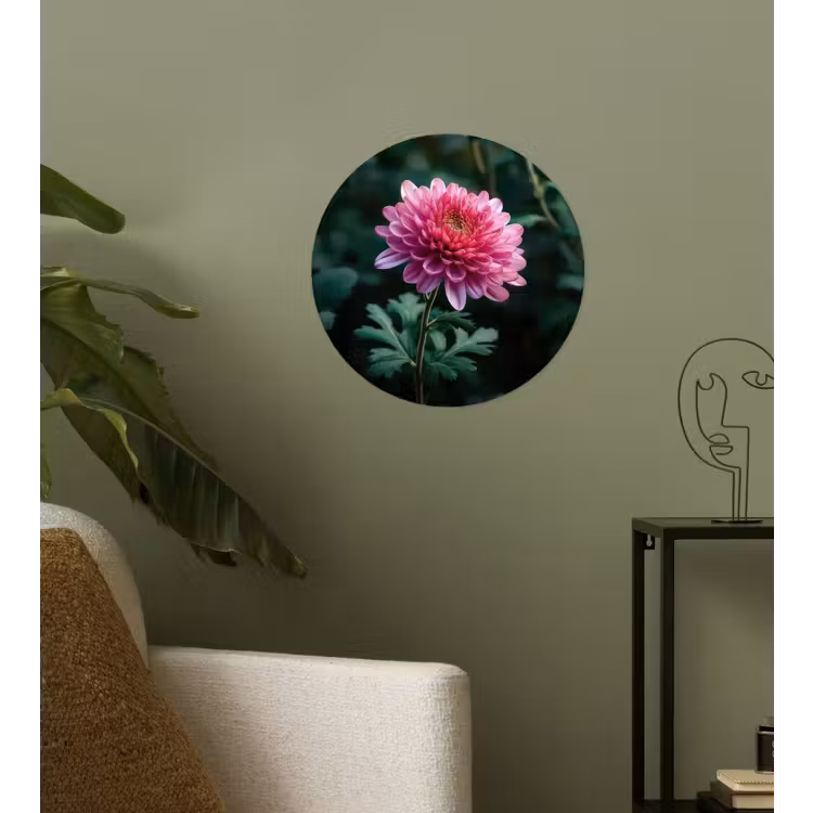 Behangcirkel - Blad - Chrysant - Roze - Schaduw — 3
