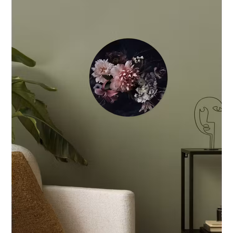 Behangcirkel - Bloemen - Vintage - Pastel - Roze - Wit — 3