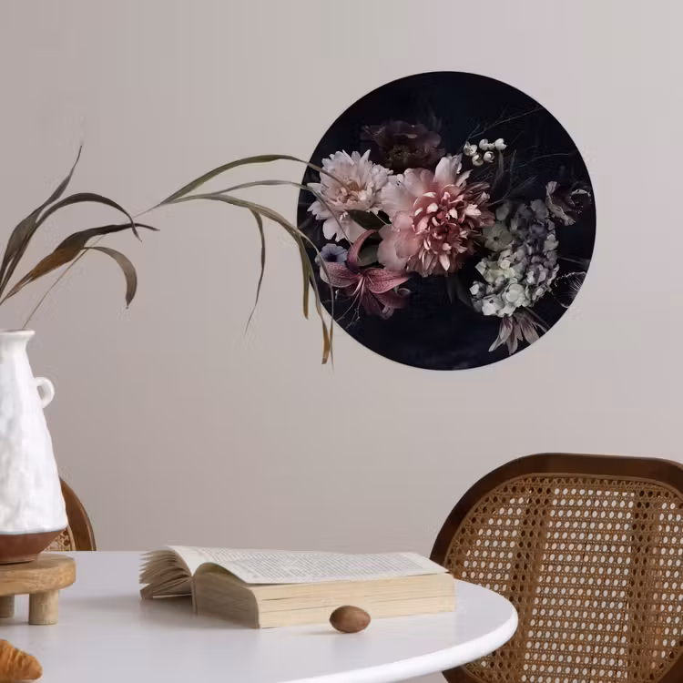 Behangcirkel - Bloemen - Vintage - Pastel - Roze - Wit — 4