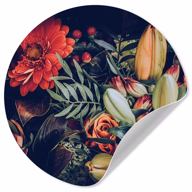 Behangcirkel - Boeket - Stilleven - Bloemen - Planten - Rood — 1