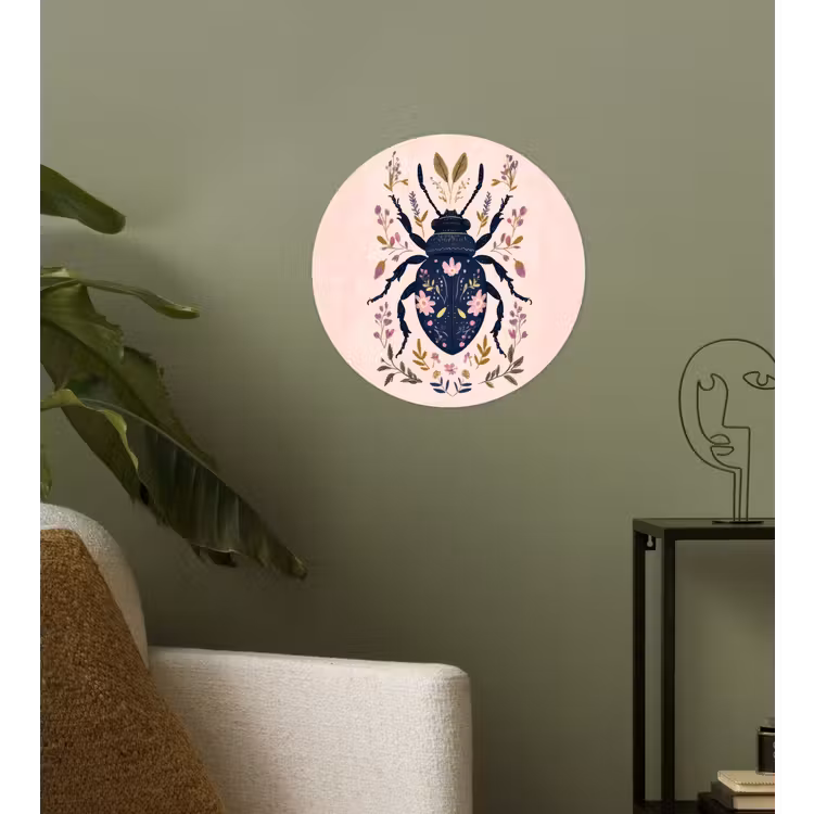 Behangcirkel - Donkerblauw - Kever - Bloemtakken - Sierlijk — 3