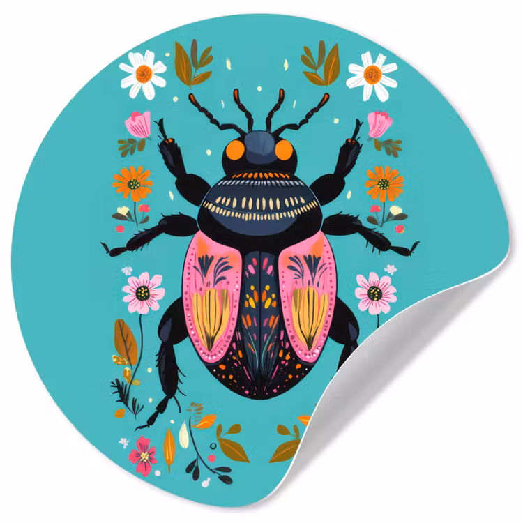 Behangcirkel - Kever - Bloemmotieven - Turquoise - Bladeren — 1