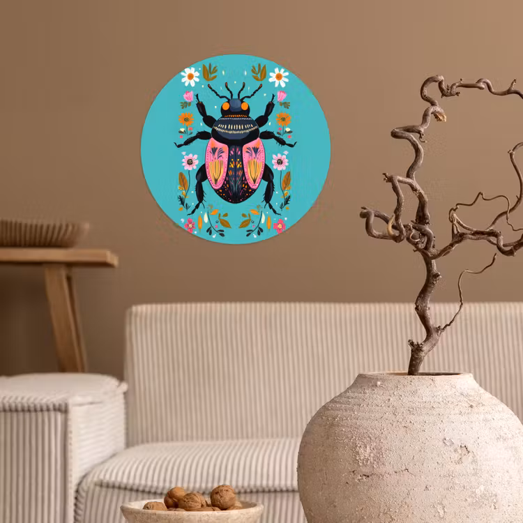 Behangcirkel - Kever - Bloemmotieven - Turquoise - Bladeren — 2