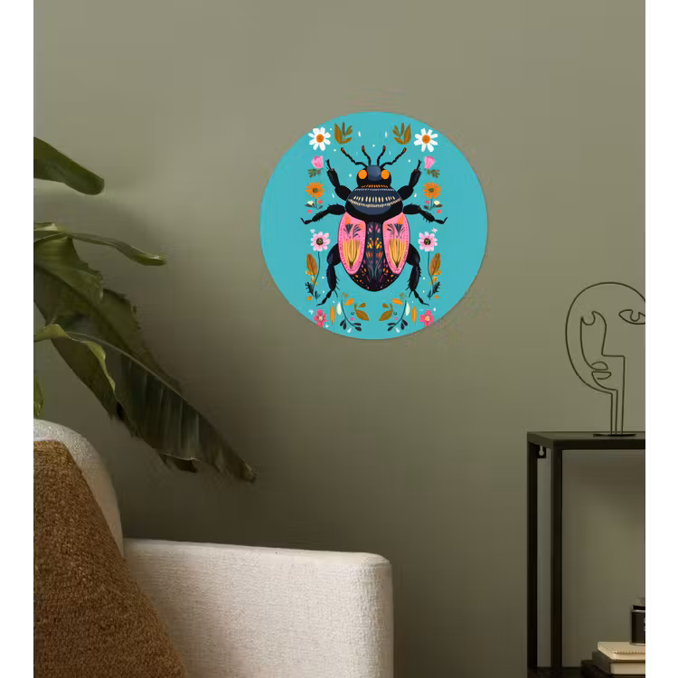 Behangcirkel - Kever - Bloemmotieven - Turquoise - Bladeren — 3