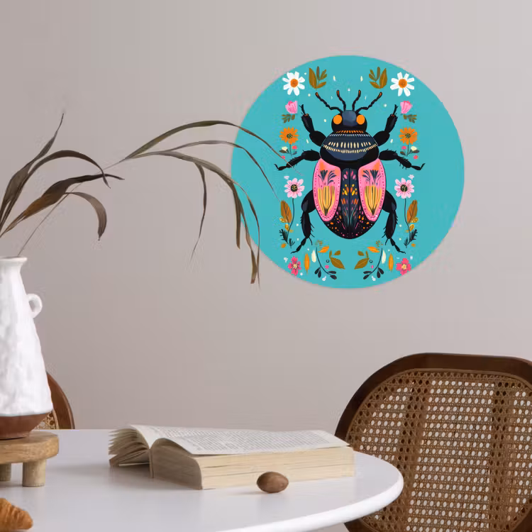 Behangcirkel - Kever - Bloemmotieven - Turquoise - Bladeren — 4