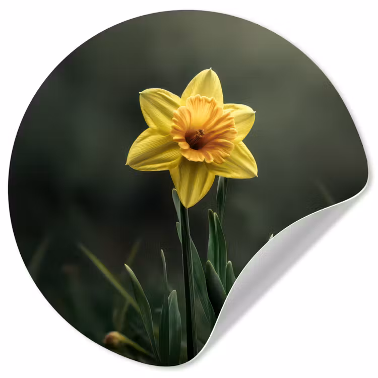 Behangcirkel - Bloem - Narcis - Gras - Geel — 1