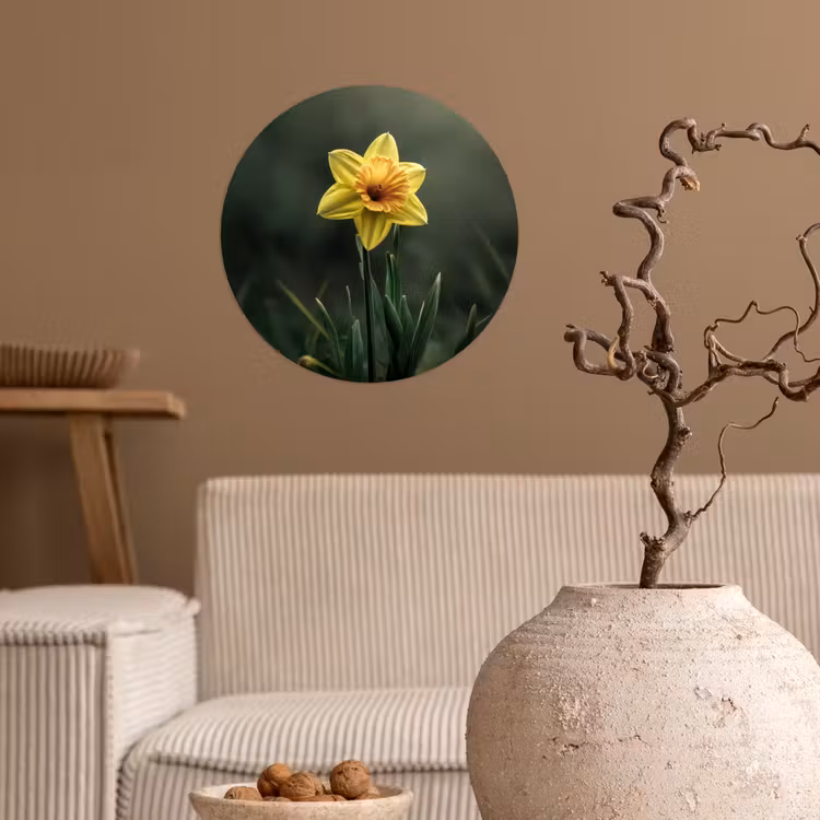 Behangcirkel - Bloem - Narcis - Gras - Geel — 2