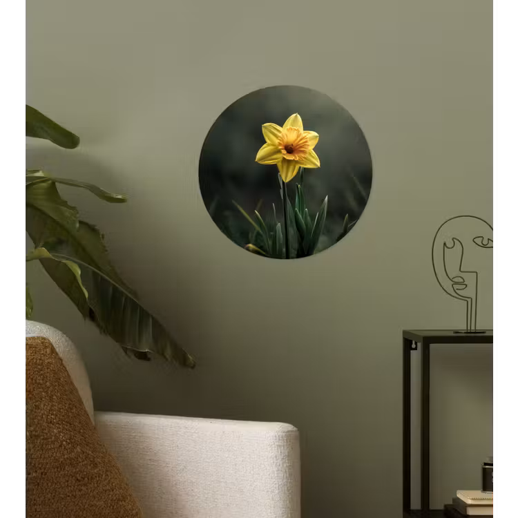 Behangcirkel - Bloem - Narcis - Gras - Geel — 3