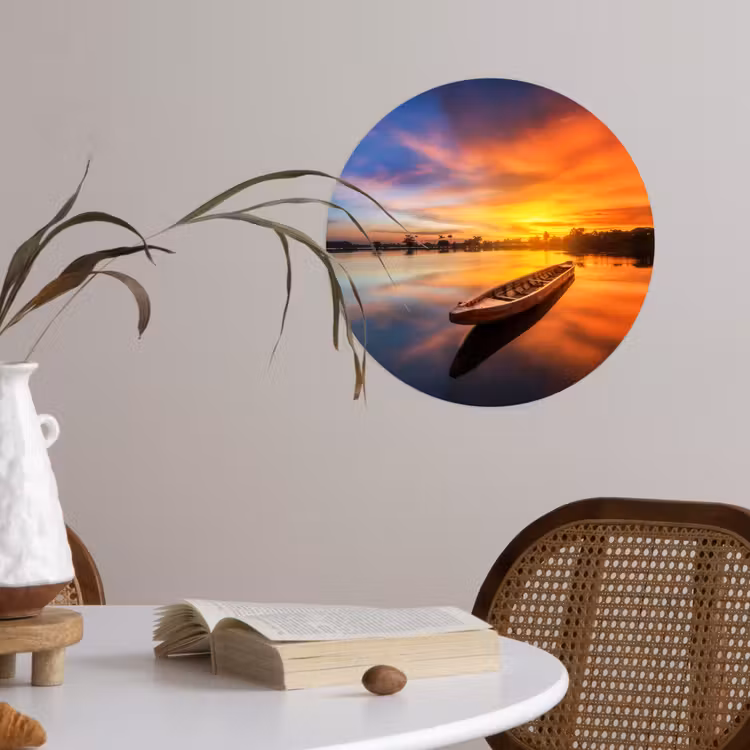Behangcirkel - Boot - Water - Zonsondergang - Oranje - Water — 4
