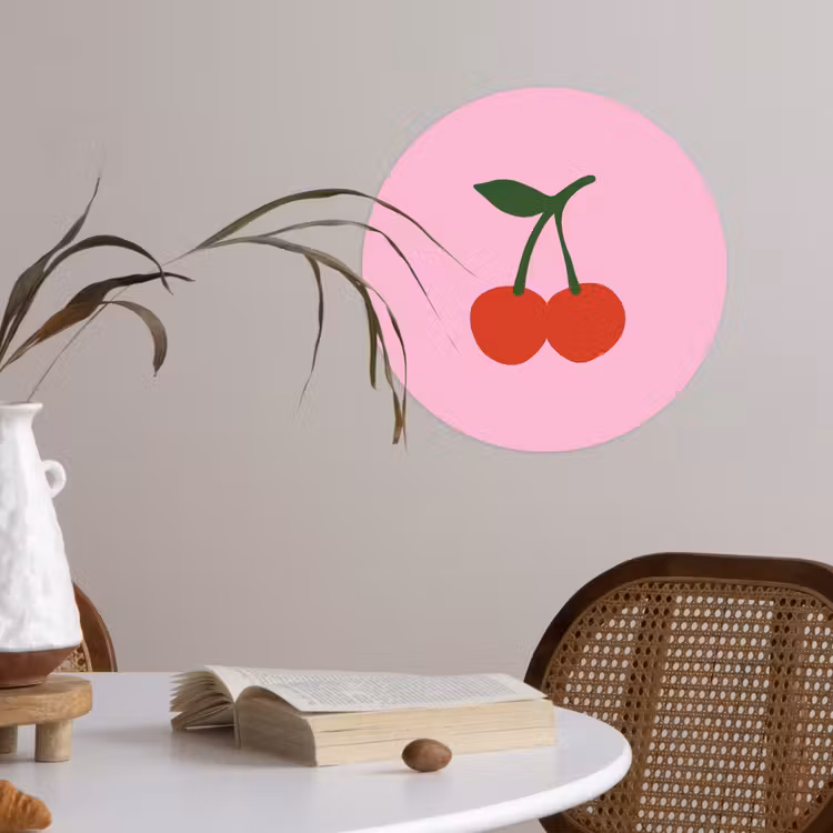Behangcirkel - Kersen - Roze - Illustratie — 4