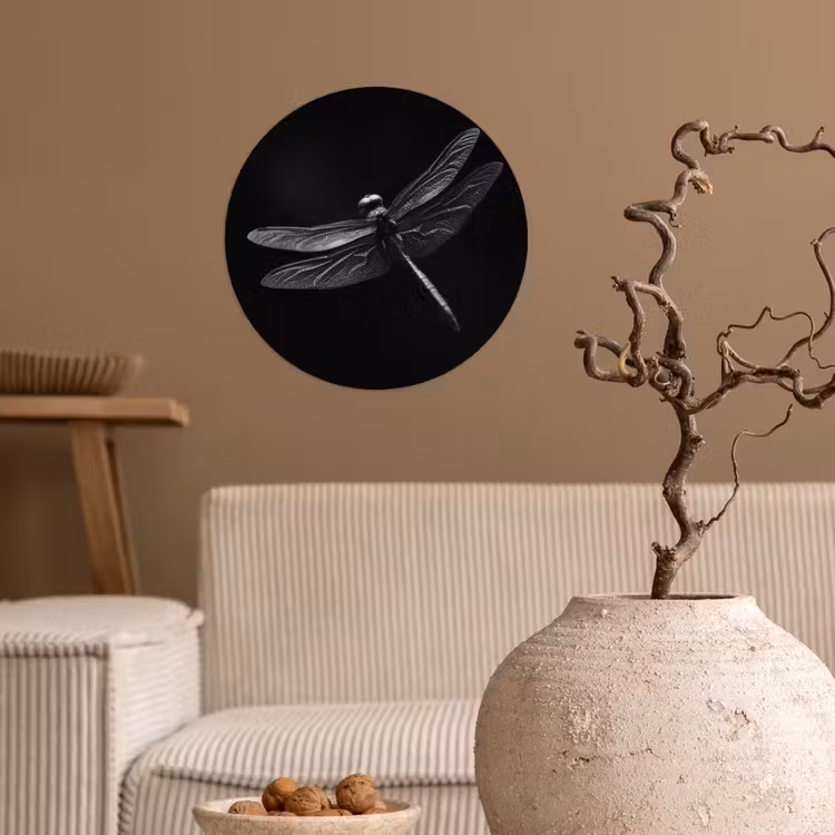 Behangcirkel - Libelle - Dieren - Zwart - Insect — 2