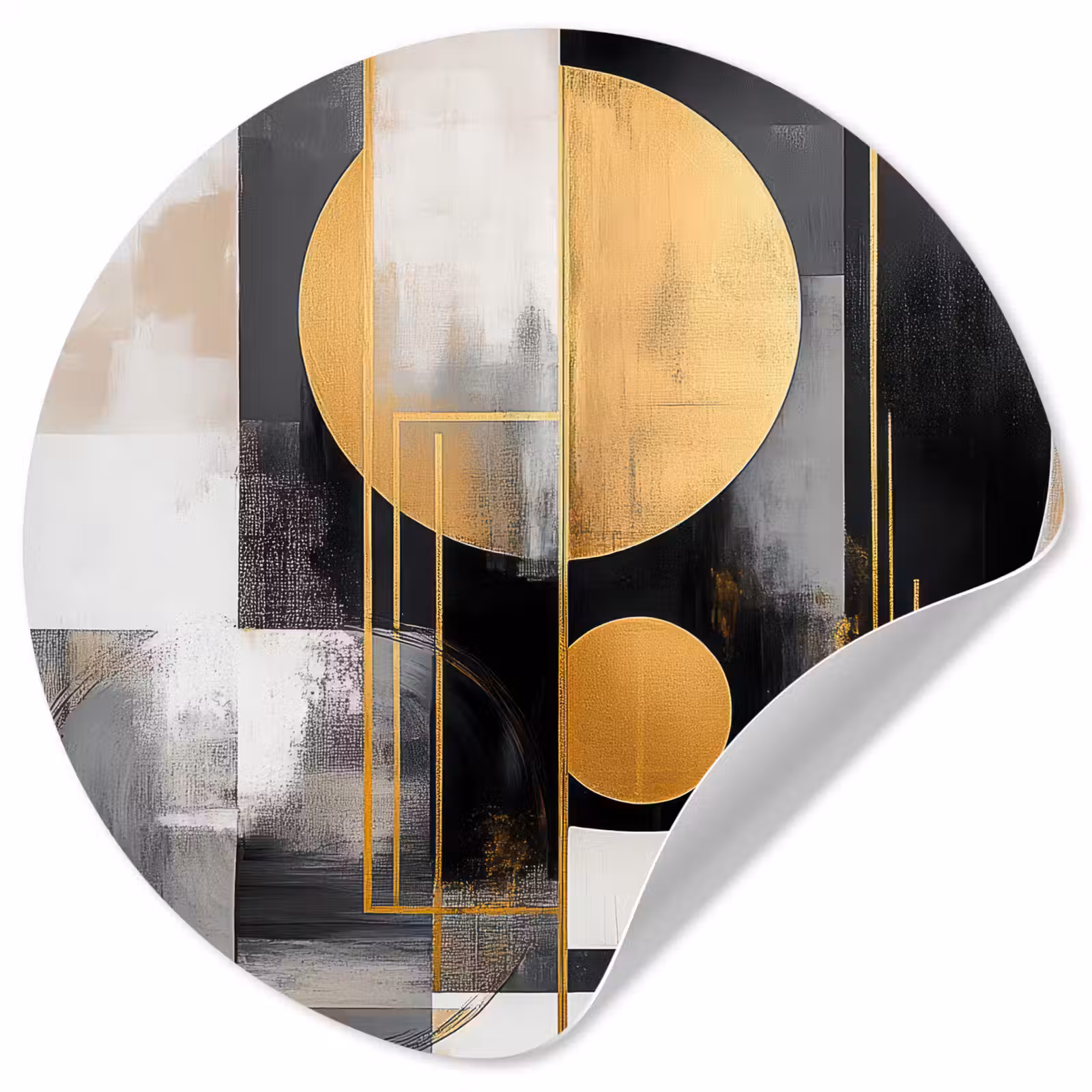 Behangcirkel - Abstract - Goud - Zilver - Vormen - Aesthetic - Modern — 1