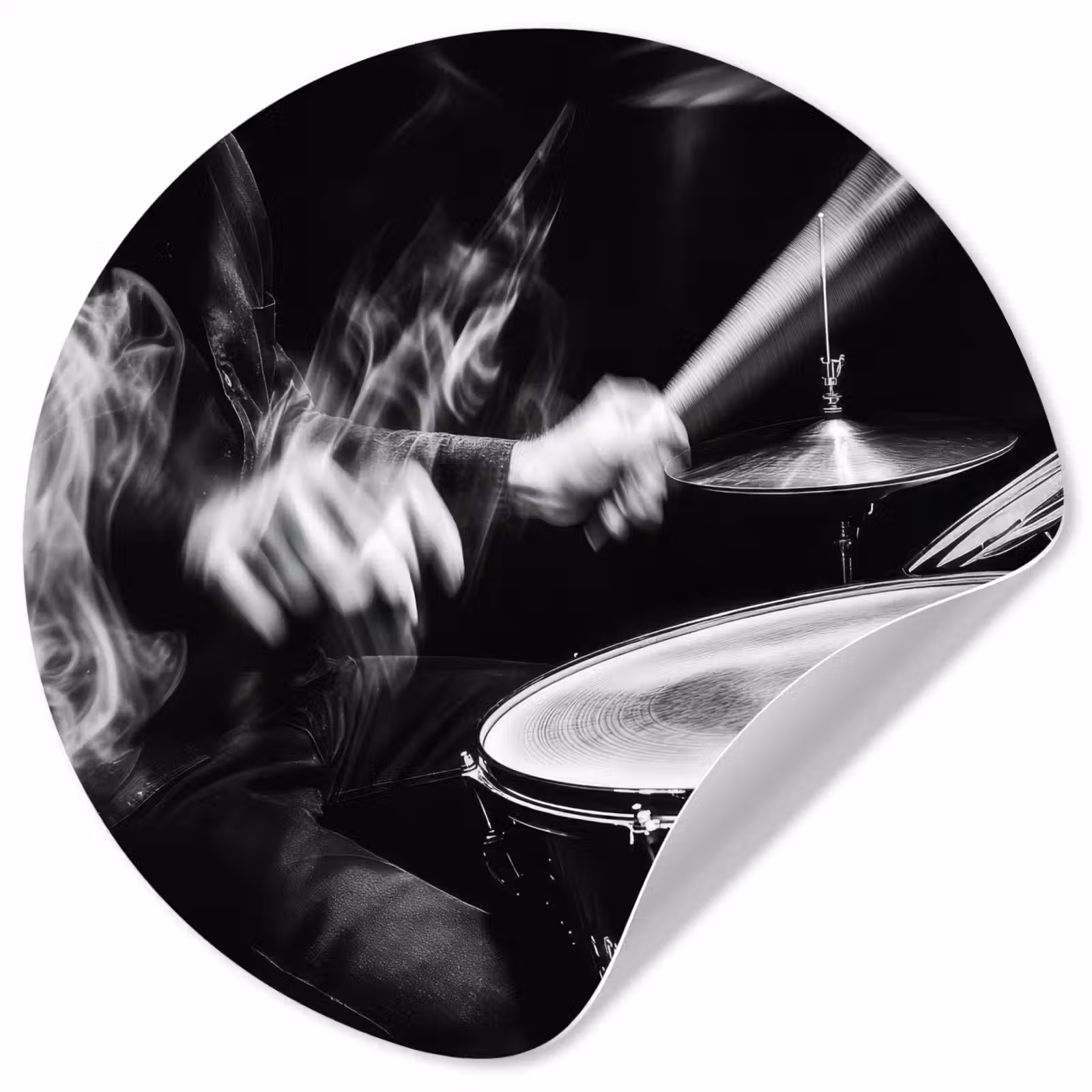 Behangcirkel - Drummer - Zwart - Drumstel — 1