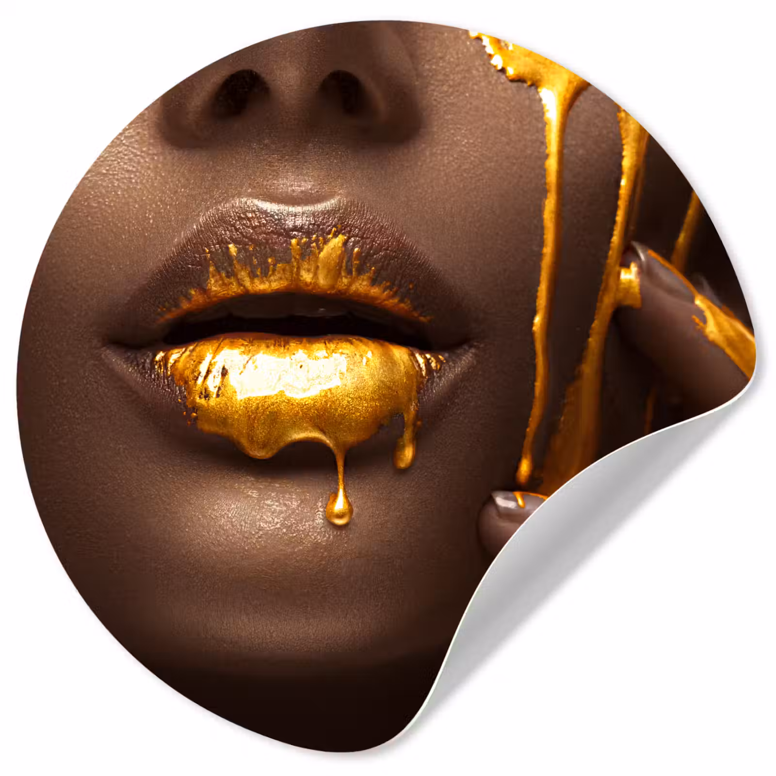 Behangcirkel - Goud - Vrouw - Verf - Lippen - Luxe — 1