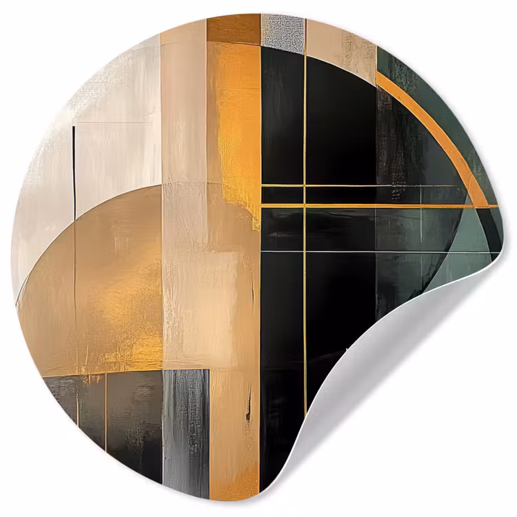 Behangcirkel - Abstract - Goud - Brons - Groen - Vormen - Modern — 1