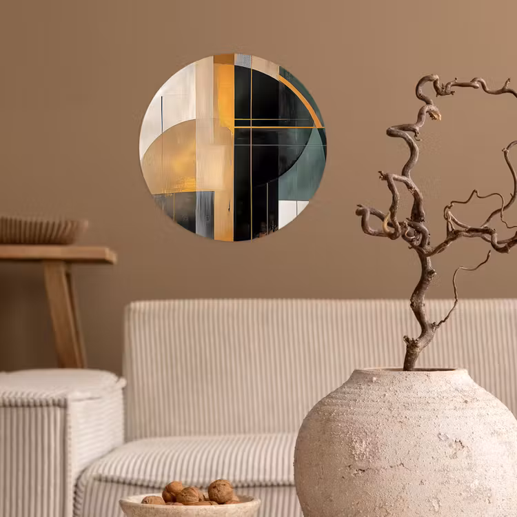 Behangcirkel - Abstract - Goud - Brons - Groen - Vormen - Modern — 2