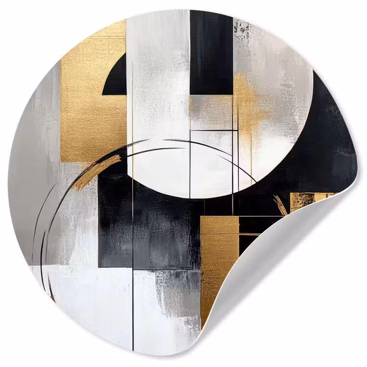 Behangcirkel - Abstract - Goud - Zilver - Vormen - Aesthetic — 1