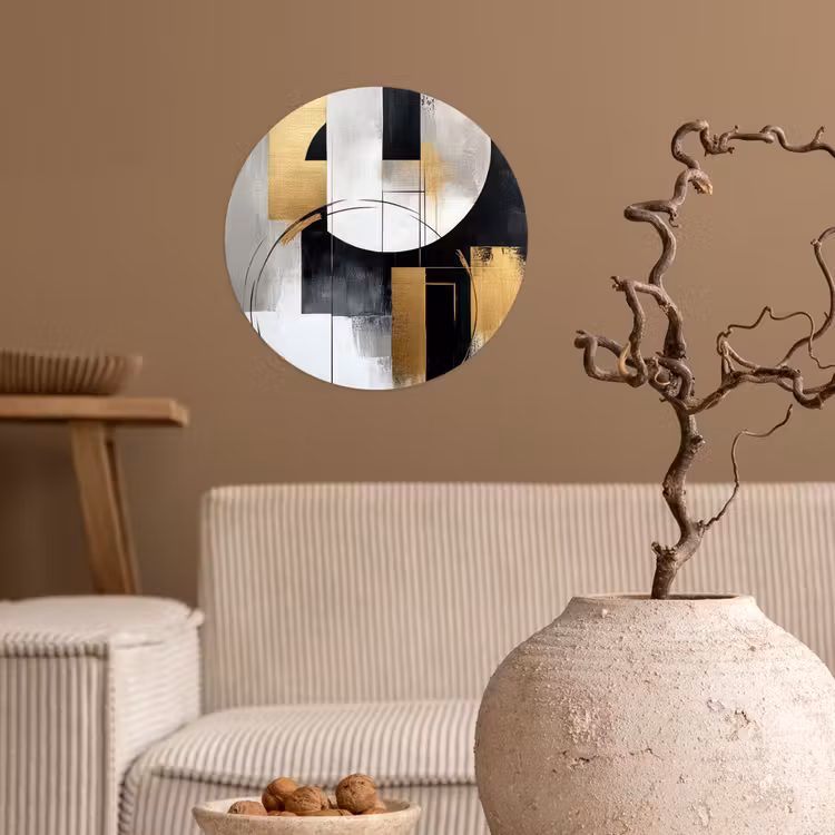 Behangcirkel - Abstract - Goud - Zilver - Vormen - Aesthetic — 2