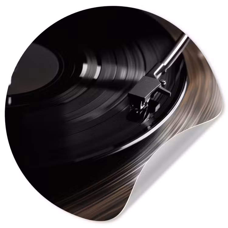 Behangcirkel - Close-up - Vinylplaat - Platenspeler - Zwart — 1