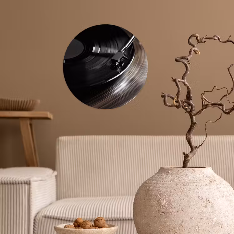 Behangcirkel - Close-up - Vinylplaat - Platenspeler - Zwart — 2