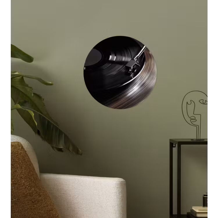 Behangcirkel - Close-up - Vinylplaat - Platenspeler - Zwart — 3