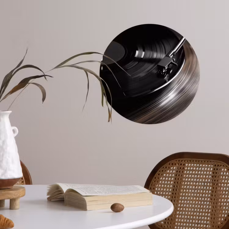 Behangcirkel - Close-up - Vinylplaat - Platenspeler - Zwart — 4